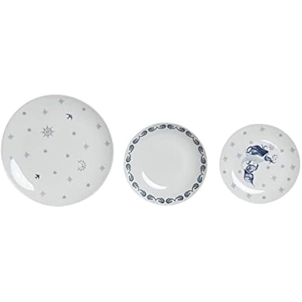 Servis-set - DKD HEMDEKOR - Blått och vitt - Porslin - 27 x 27 x 3 cm - Standard Blått Och Vit