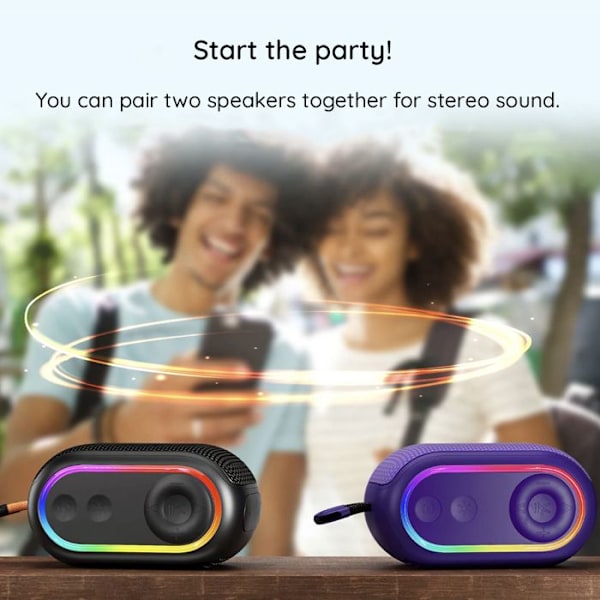 Bærbar Bluetooth-højttaler 5.3, RGB-lys, IPX5, TWS, TF, USB, FM, AUX - Havit (SK809BT) - Lilla