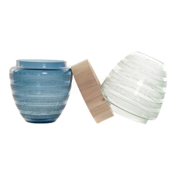 Vas - DKD Home Decor - Modern - Blå Mynta - Trä - Glas - 21x21x43 cm Blå Mint, Brun
