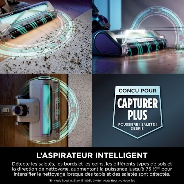 Skaffare - Shark Power Detect IP3251EUT - Automatisk tömningsstation - 2L - 70 min batteritid Grå, guld och lila