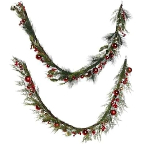 Juleguirlande - HOME ESPRIT - Rød Grøn - Polyethylen - 180 cm - 2 stk. Flerfärgad