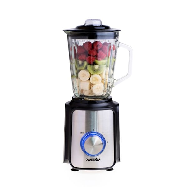 Blender Mixeur i Glas på 1,5 Liter, 2 Hastigheder + Pulse, Isknuser Mesko MS 4080 1200W Sort/Sølv 85094000
