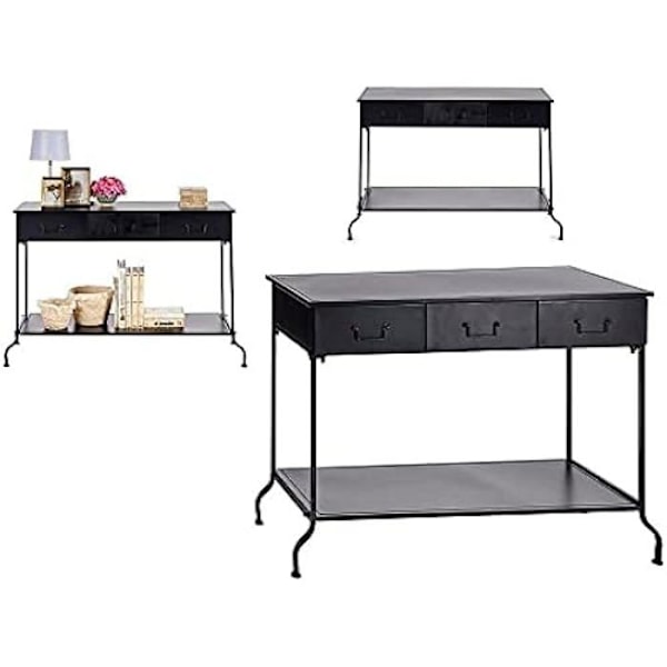 Konsol - GAVEDEKOR - S3609231 - Sort metal - 43 x 121 x 84,5 cm - Flerfarvet mångfärgad