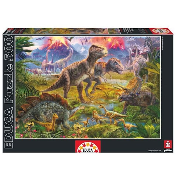 Puzzle Dyr 500 brikker EDUCA - MØDE MELLEM DINOSAURER
