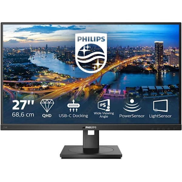 PHILIPS Q 27' IPS 75Hz 4ms Adaptive Sync-skærm med USB-C docking og højttalere - 3 års garanti