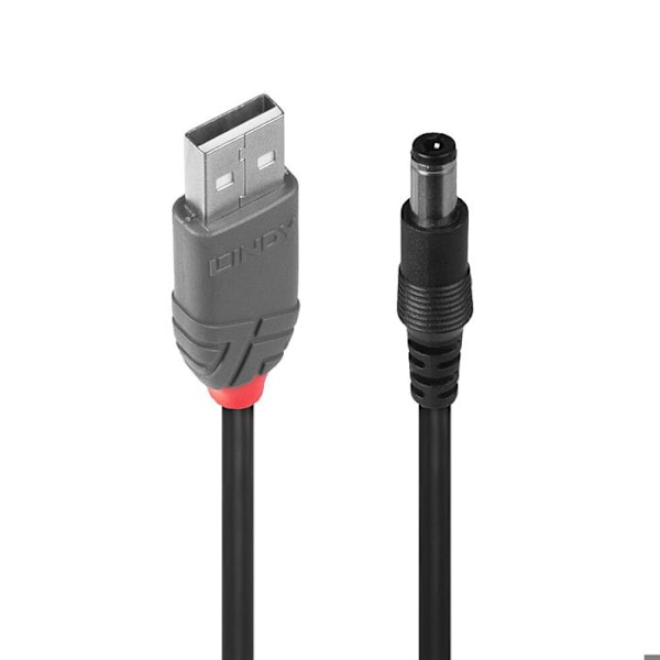 USB A-adapter - Lindy - DC 5,5/2,5mm - Sort - USB A-stik - USB-strømforsyning
