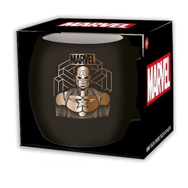 Krus - MARVEL - Captain America - Keramik - 380 ml - Sort og hvid svart vitt och guld
