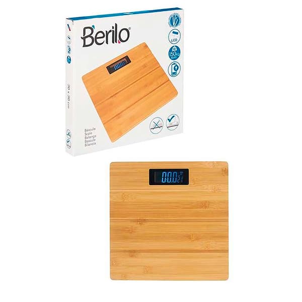 Digitalvåg - DAM - LED-skärm - 30x30 cm - Bambu - Max 150 kg
