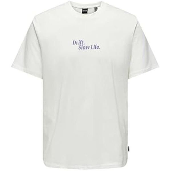 T-paita - ONLY & SONS - Onskye Reg Photo SS Tee - Puuvilla - Lyhyet hihat - Pyöristetty kaulus Cloud Dancer/Print: Drift M