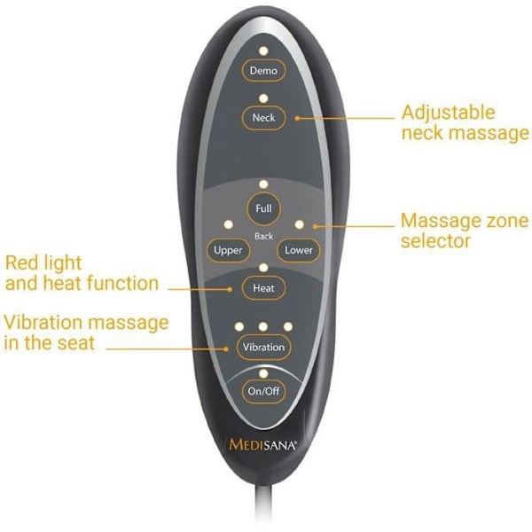 MCN massagestolebetræk - MEDISANA - Shiatsu massage - Varmefunktion - Grå