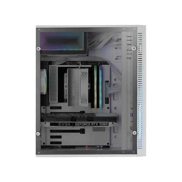 Mars Gaming Mc-blaze ATX-datorlåda med FRGB-fläkt, 80 mm, vit RGB LED-stripe fram.