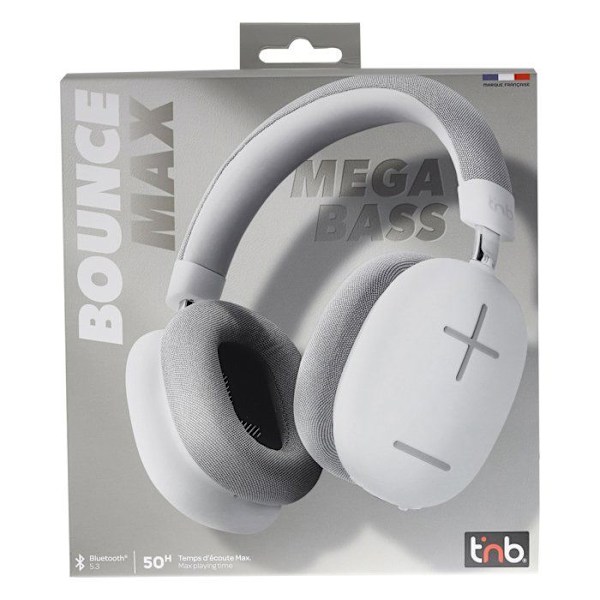 T’NB Bounce Max - Langaton Circum-aural Kuulokkeet Uusi Versio, Mukava ja Peittävä, Bluetooth-yhteydellä - Valkoinen