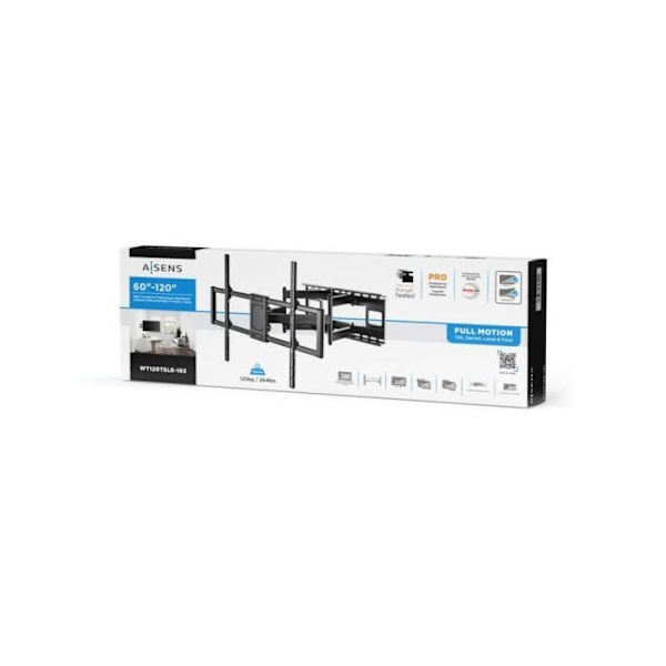 AISENS WT120TSLE-163 Professional pyörivä jalusta näytölle/televisiolle 60-120cm, musta