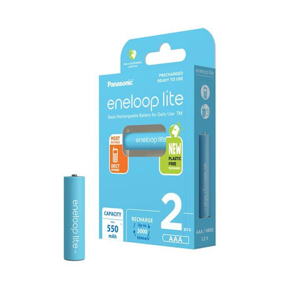Panasonic eneloop lite HR03 Uppladdningsbart batteri LR3 (AAA) NiMH 550 mAh 1,2 V 2 st.