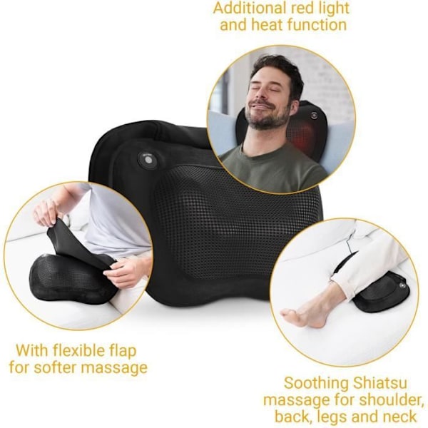 MEDISANA MC 850 - Shiatsu-hierontatyyny hartioille, selkään, jaloille ja niskaan - 2 nopeutta - Lämpötoiminto - Joustava pehmuste