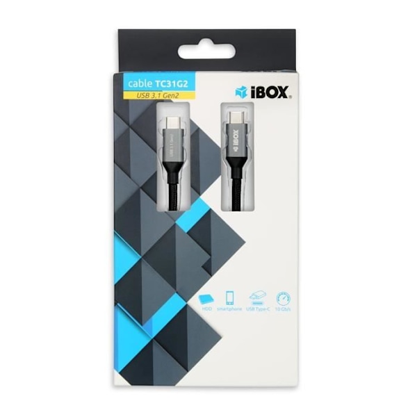 IBOX IKUMTC31G2 USB C Kaapeli 1 M USB 3.2 GEN 2 (3.1 GEN 2) MUSTA