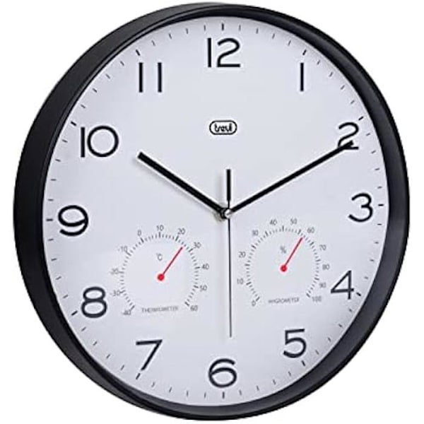 Seinäkello - TREVI - Om 3510 T - Lämpömittari ja kosteusmittari - Halkaisija 30 cm Svart