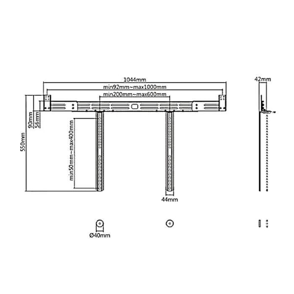 Soundbar-stöd - Maclean - MC-843 - Max belastning 10kg - Breddjustering 92-1000mm - Svart Svart