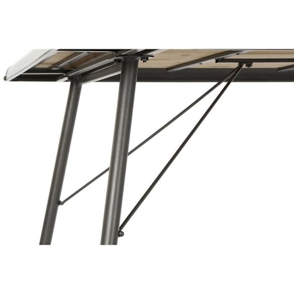 Spisebord - Naturgran - Lysegråt metal - 161 x 90 x 75 cm
