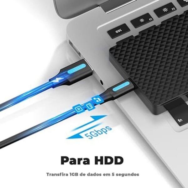 USB A til USB-C kabel - VENTION - COZBG - 1,5 m - Sort - USB-C kompatibilitet