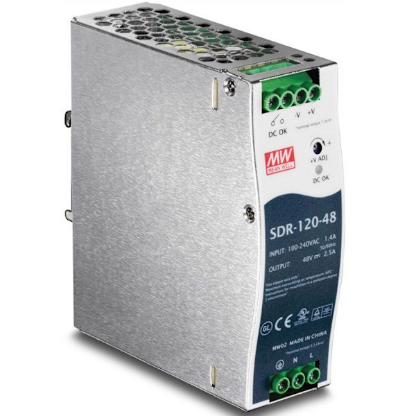 TRENDNET TI-S12048 Proprietär strömförsörjningsmodul - 120 W - DIN-skena - 120 V AC, 230 V AC-ingång - 48 V DC-utgång - 91 %