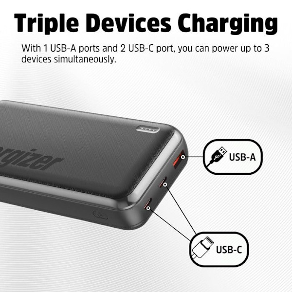 TELEFONIA, Power bank, POWER BANK STANDARD, Energizer Ue20055pq Pwbank 20000mah Usb-c PdTekniset tiedotKorkeus2,82 cmLeveys14,55