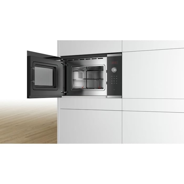 Mikroovn + indbygget grill - BOSCH - SER4 BEL523MS0 - Rustfrit stål - 20 l - 800 W - 8 autoprogrammer - 38,2 x 59,4 x 31,7 cm