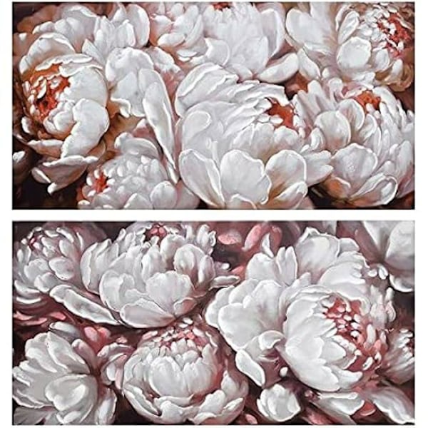 Blomstermålning - DKD Heminredning - 120 x 60 cm - 2 stycken - Flerfärgad - Samtida Vit