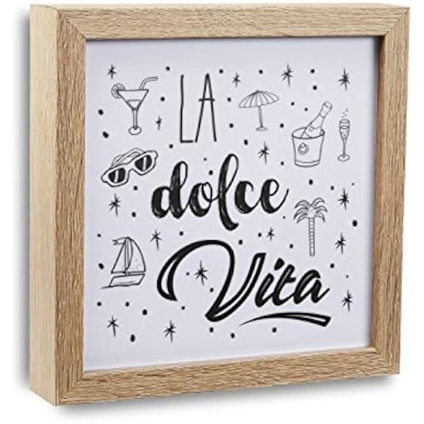 Valotaulu - VERSA - La dolce vita - Puu - Monivärinen - 20 x 4 x 20 cm kastanj