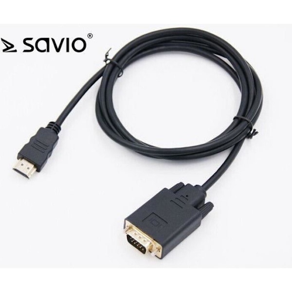 Savio HDMI - D-SUB (VGA) -audio- ja videotyyppikaapeli 1,8 m musta (Savkabelcl-103)