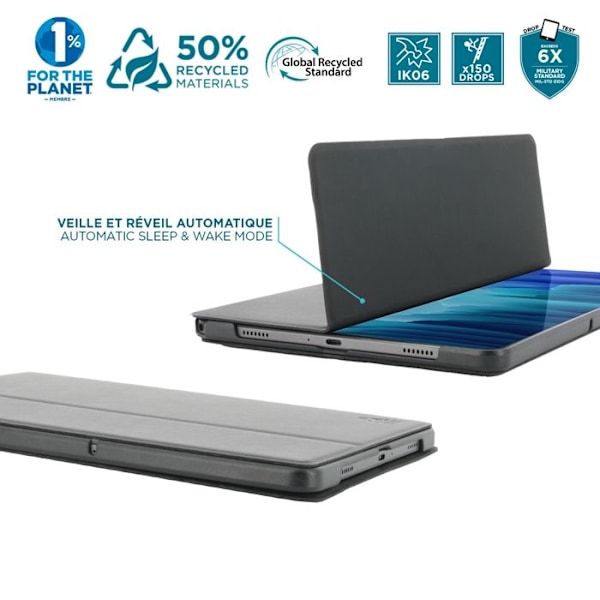 Økologisk Beskyttelsescover til Galaxy Tab A9+ 11" - 50% Genanvendt - Tastatur/Se-Mode Etui - Sort - MOBILIS