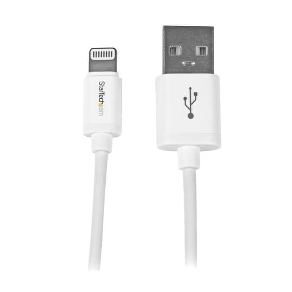 1m Apple Lightning till USB-kabel i vit - Lightning Sync-sladd för iPhone, iPod, iPad - Vit - USBLT1MW