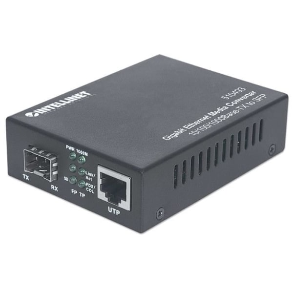 Verkkotukimuunnin - INTELLINET - 510493 - Gigabit Ethernet - SFP - Metalli