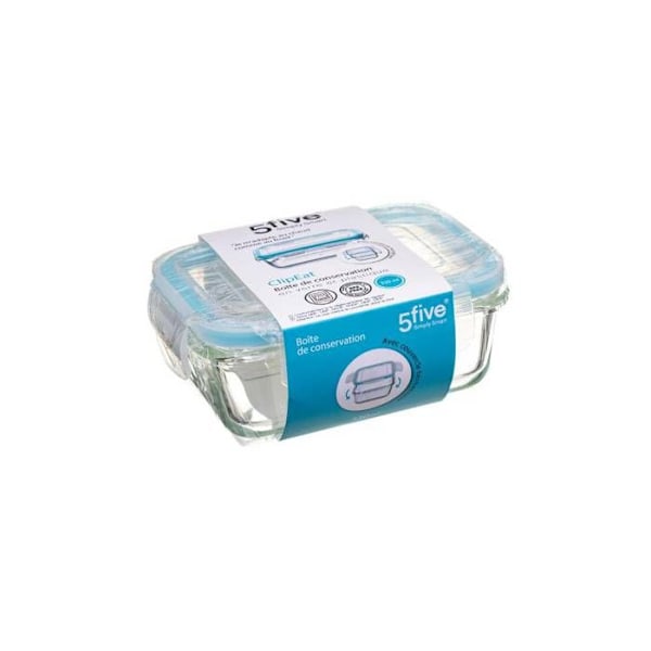 Opbevaringsbeholder i glas - FIVE - Clipeat - 0,33L - Tåler mikroovn - Gennemsigtig Transparent