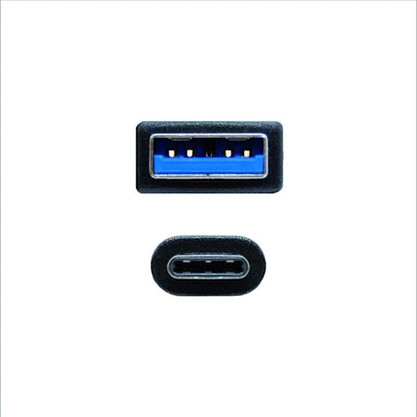 USB A - USB C - NANOCABLE - 10.01.4000 - 0,5 m - Musta - USB A ja C liittimet