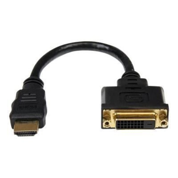 20 cm HDMI til DVI-D adapterkabel - STARTECH - Videoadapter - Sort - Afskærmet Svart