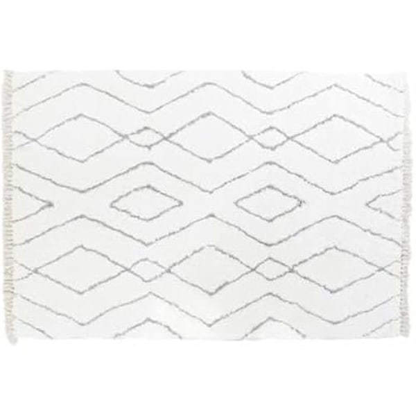Tæppe - DKD Home Decor - Standard - Hvid og grå - 120 x 180 cm - Moderne vitt och grått
