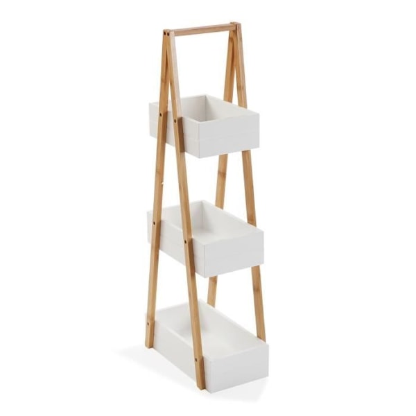 Kylpyhuoneen kaluste - VERSA - Seaward - 81 x 18 x 30 cm - 3 hyllyä - Bambua ja MDF - Valkoinen Vit