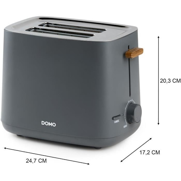 Elektrisk brødrister - DOMO - DO965T - 1000 W - 2 sliser - Sort Svart