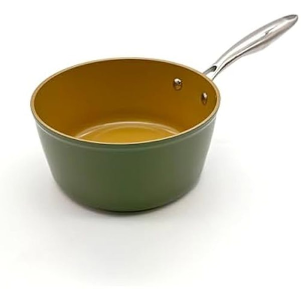 Casserolle - AMERCOOK - AmVegan Chef 20cm - Keramisk beläggning med olivolja - 100% vegan - Induktion Grön