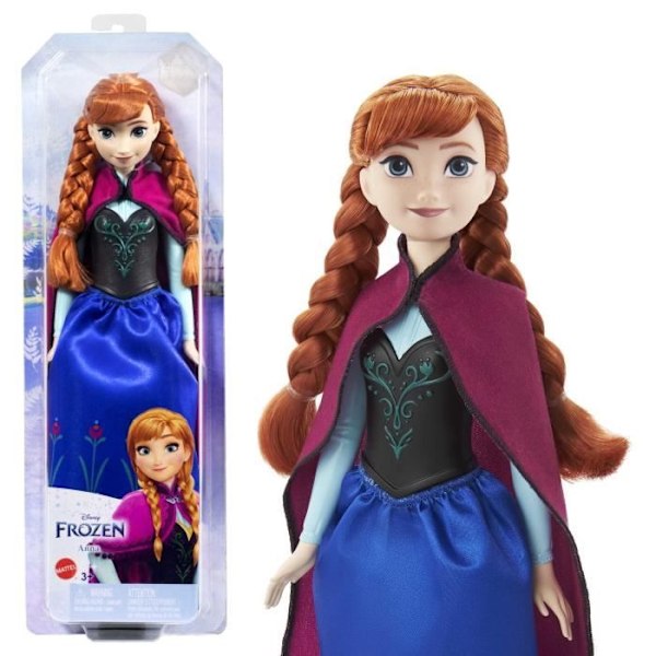 Frossen-Anna-Mattel Disney-dukke med dressing og tilbehør HLW49 Flerfärgad