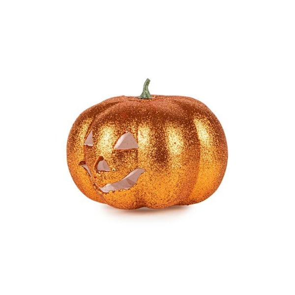 Glitrende lysende Halloween græskar 17 cm - Orange Orange