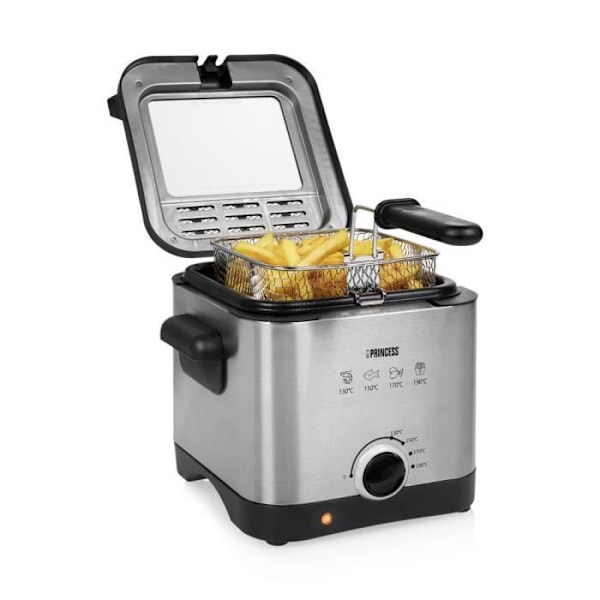 Princess 182612 Friture 1000 W non-stick belægning, overophedningsbeskyttelse sølv, sort