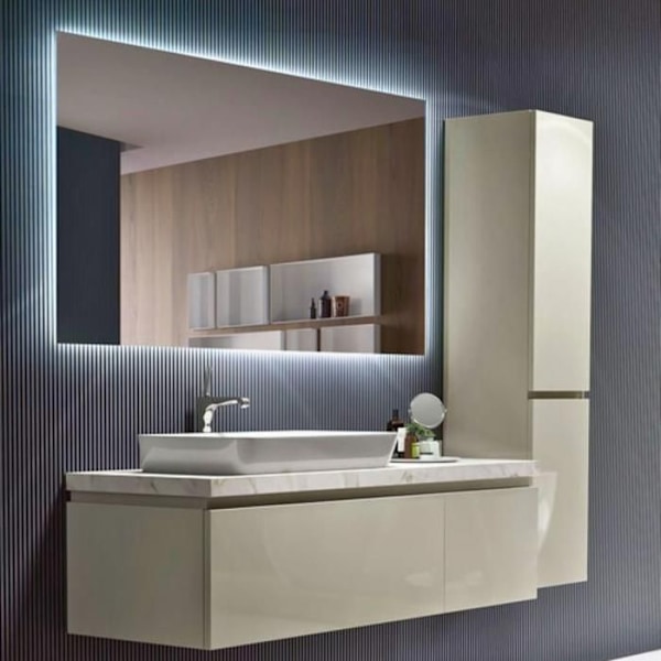 Spegel Badrum - SANIZÉO - SUECIA - Retro-belyst - 60x80 cm - LED-belysning 5500K Färglös