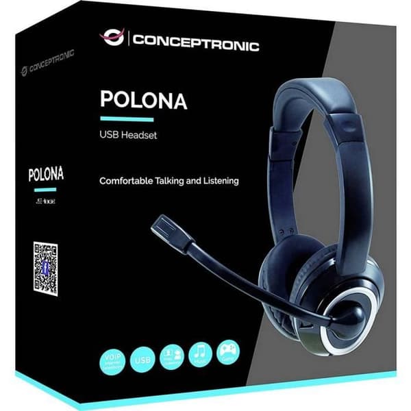 Micro-headset - CONCEPTRONIC - POLONA 01B - USB-johto - Ympäröivä - Musta