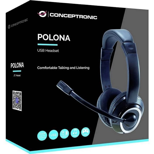 Micro-headset - CONCEPTRONIC - POLONA 01B - USB wired - Circumaural - Sort