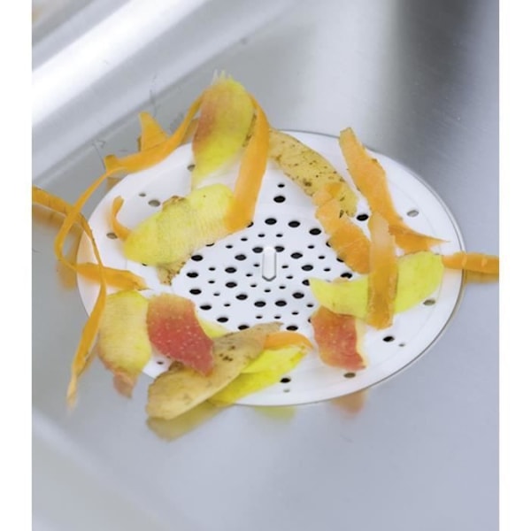 WENKO Silikone vask filter, brusefilter til at fastholde hår og rester, silikone, Ø 12 x 0,3 cm, hvid