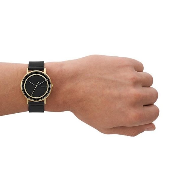 Montre Skagen - Mænd - SKW6897 - Sort Læder - 40mm - 7mm - Guld - Sort Svart