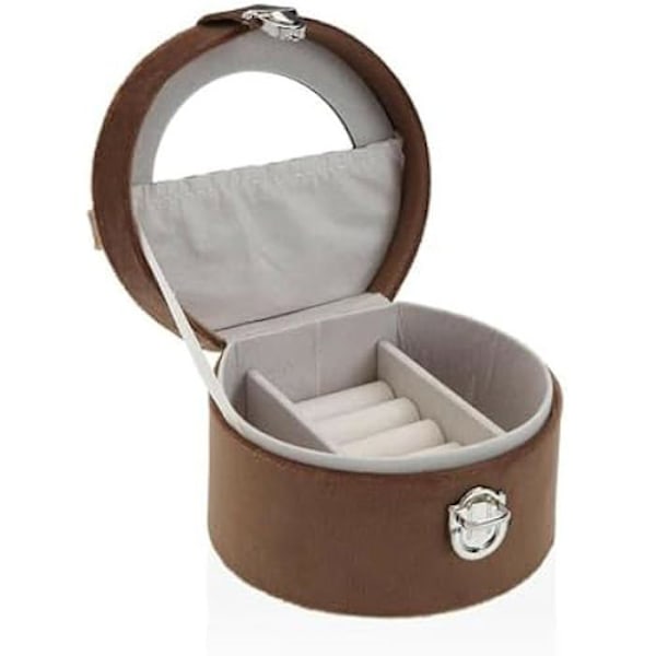 Smykkeskrin - VERSA - Brun - MDF - Træ - Spejl - 13 x 13 x 9,5 cm Flerfärgad