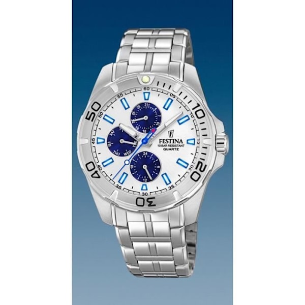 Herrenarmbanduhr - Festina - F20445/1 - Multifunktion - Vandtæt 100m - Diameter 43mm Plata Azul, Acero Azul